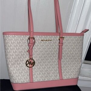 Michael Kors Pink and Cream Signature Tote